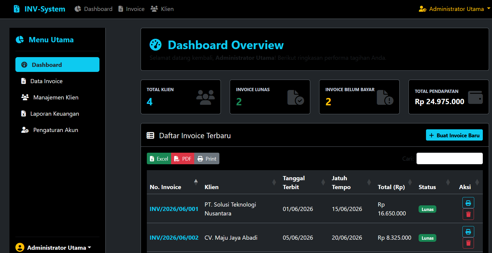 SIstem Infomasi Invoice PHP MYSQLI